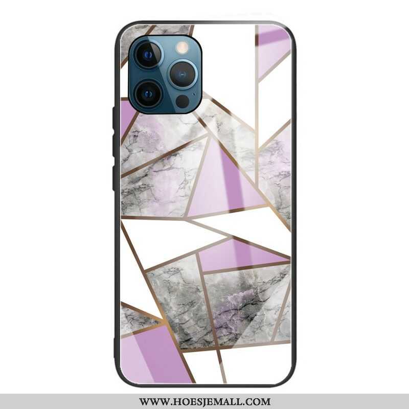 Hoesje voor iPhone 13 Pro Geometrie Marmer Gehard Glas