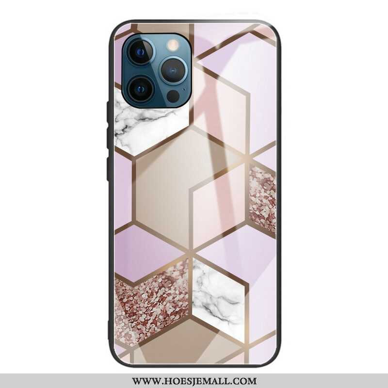 Hoesje voor iPhone 13 Pro Geometrie Marmer Gehard Glas