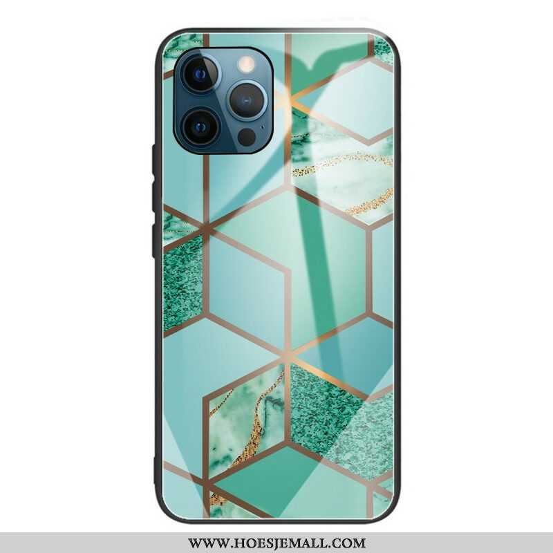 Hoesje voor iPhone 13 Pro Geometrie Marmer Gehard Glas