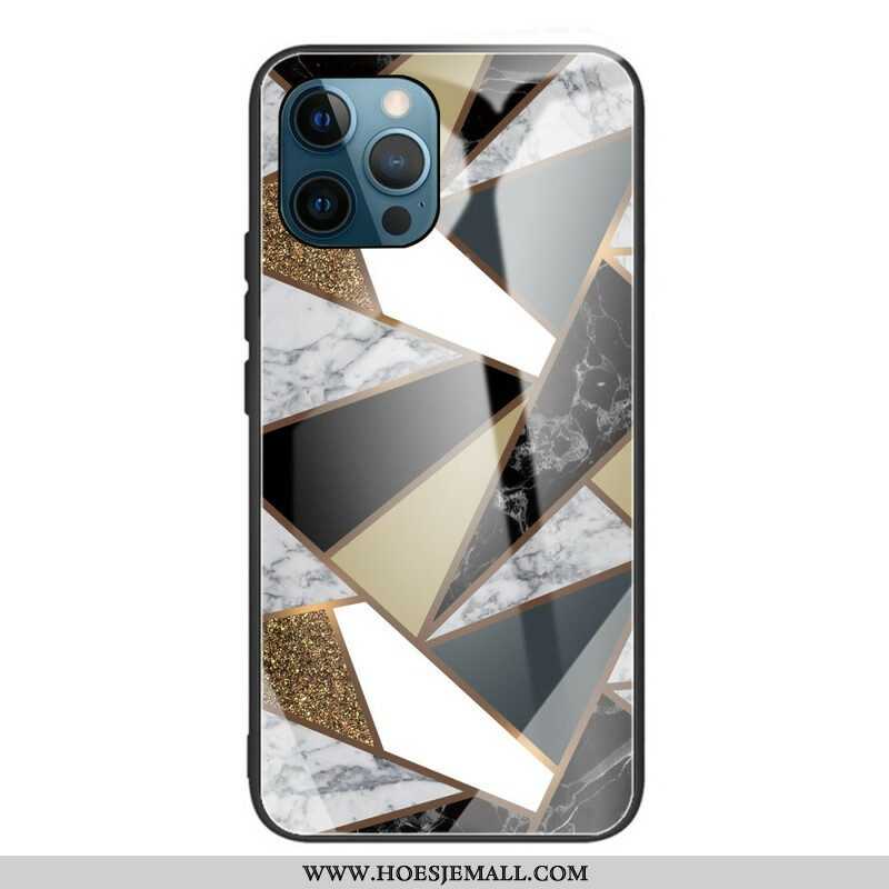 Hoesje voor iPhone 13 Pro Geometrie Marmer Gehard Glas