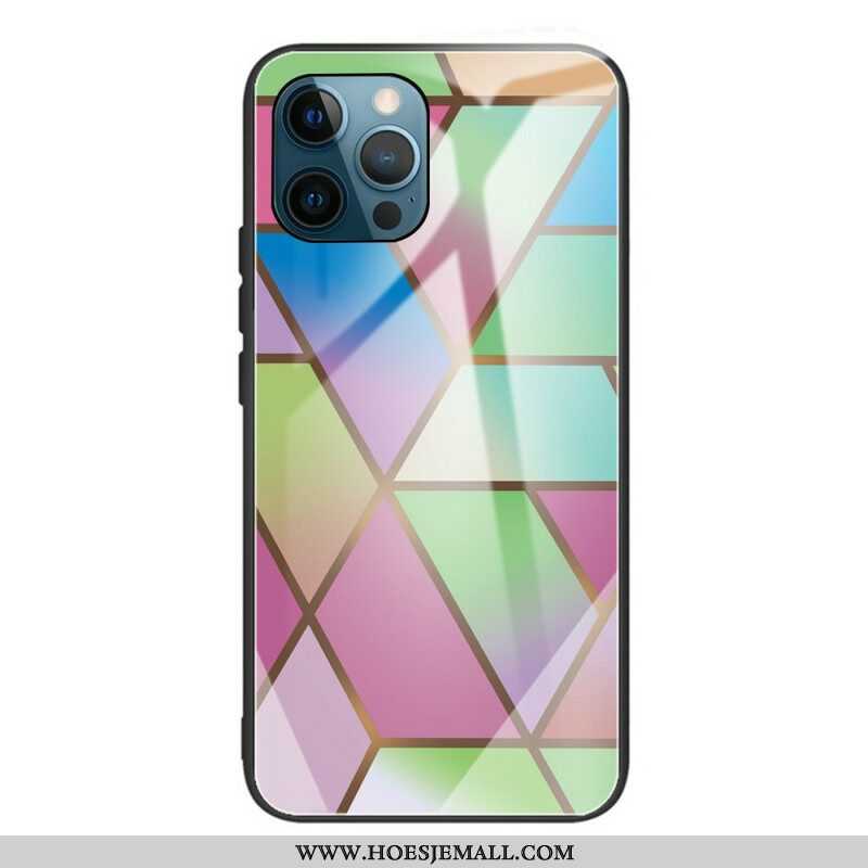 Hoesje voor iPhone 13 Pro Geometrie Marmer Gehard Glas