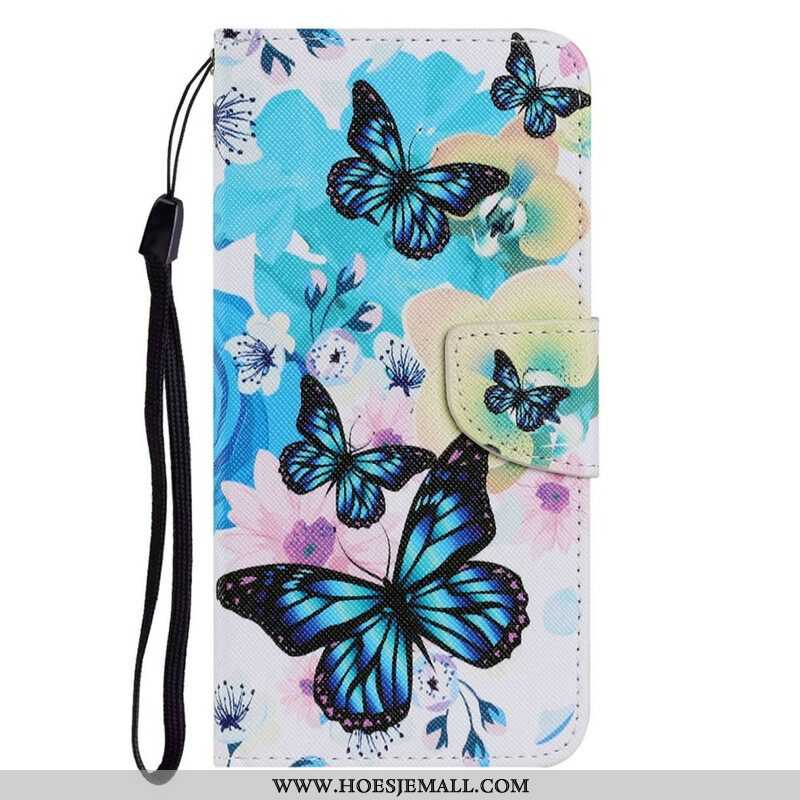 Leren Hoesje voor iPhone 13 Pro Vlinders En Zomerbloemen