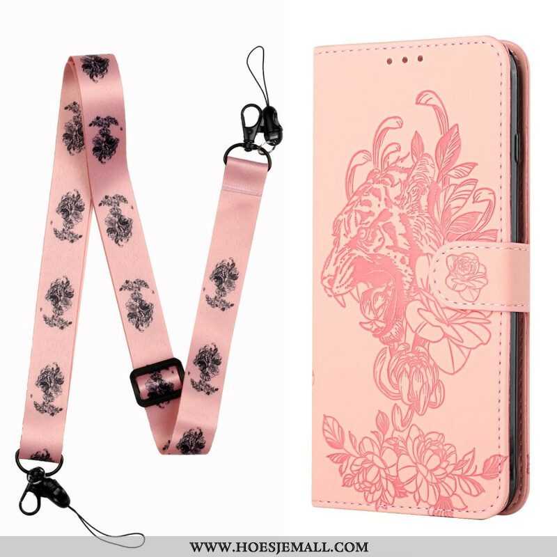 Folio-hoesje voor iPhone 13 Pro Met Ketting Barokke Strappy Tijger