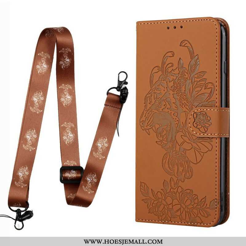 Folio-hoesje voor iPhone 13 Pro Met Ketting Barokke Strappy Tijger