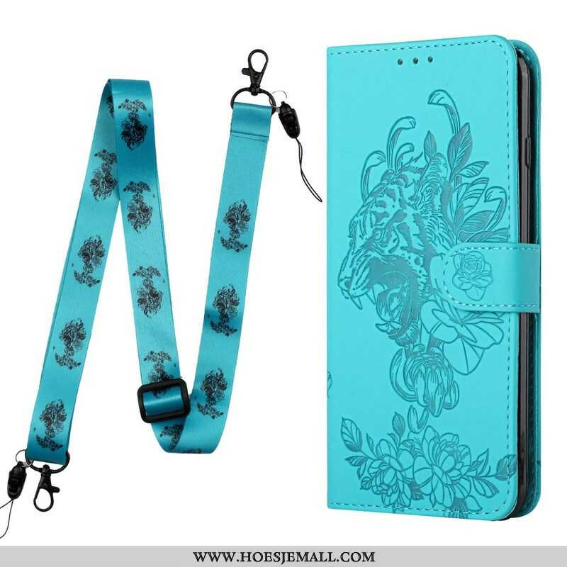 Folio-hoesje voor iPhone 13 Pro Met Ketting Barokke Strappy Tijger