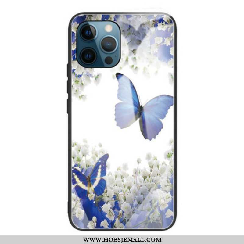 Hoesje voor iPhone 13 Pro Vlinders Design Gehard Glas