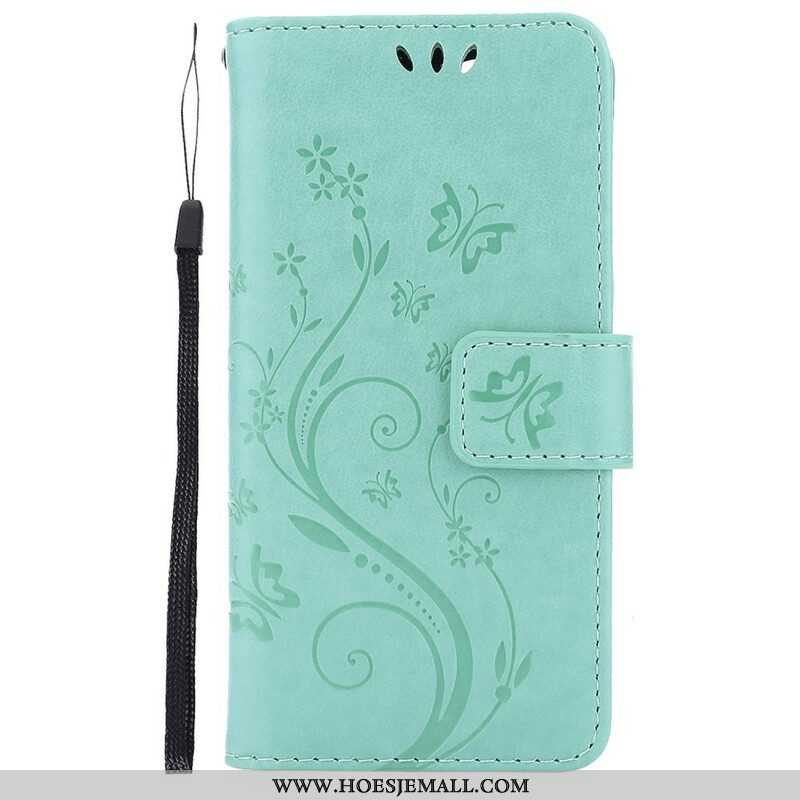 Folio-hoesje voor iPhone 13 Pro Met Ketting Strappy Grafische Bloemen