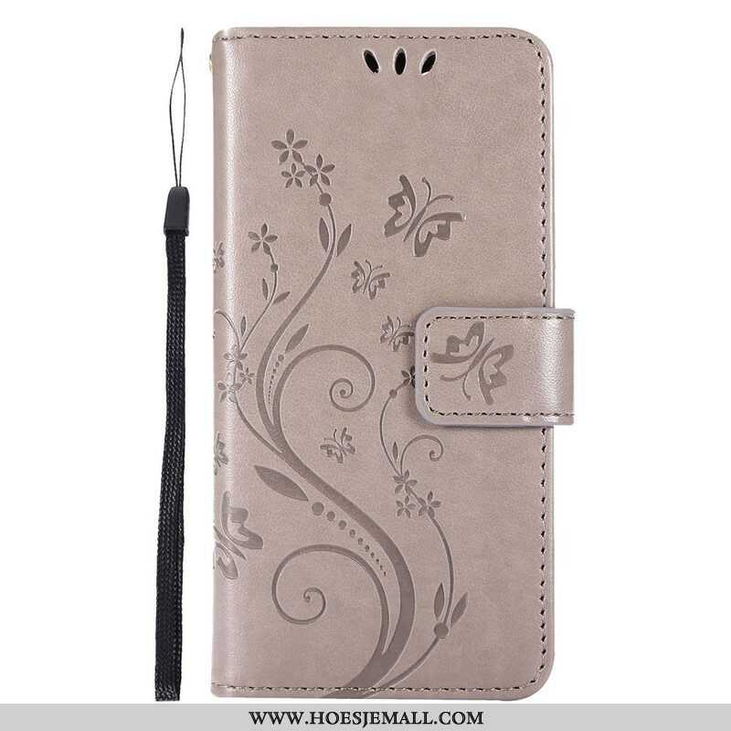 Folio-hoesje voor iPhone 13 Pro Met Ketting Strappy Grafische Bloemen