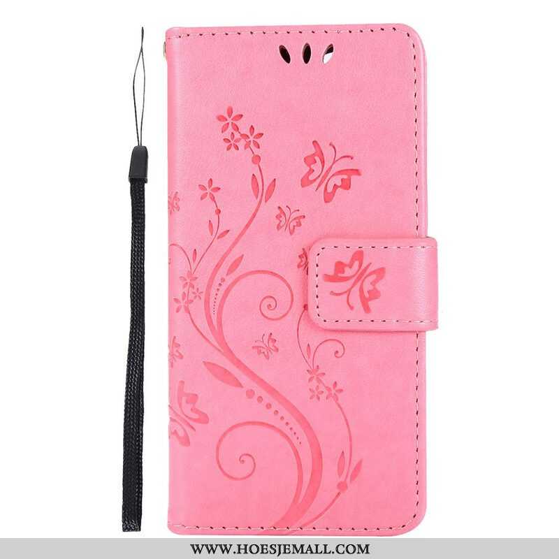 Folio-hoesje voor iPhone 13 Pro Met Ketting Strappy Grafische Bloemen