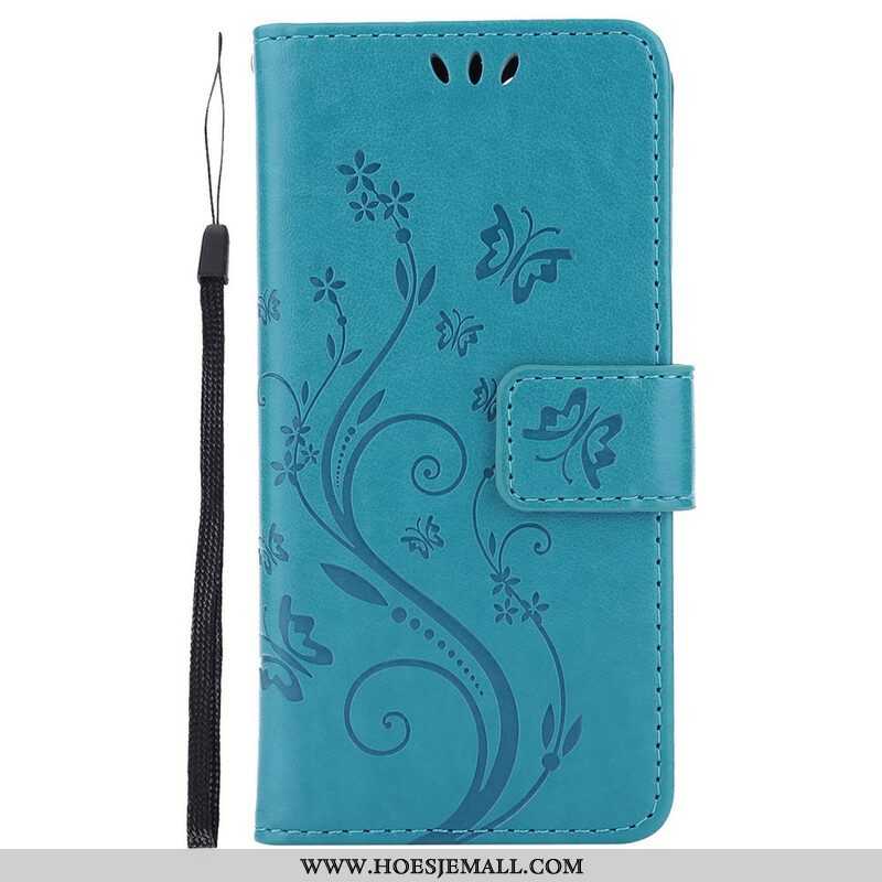 Folio-hoesje voor iPhone 13 Pro Met Ketting Strappy Grafische Bloemen