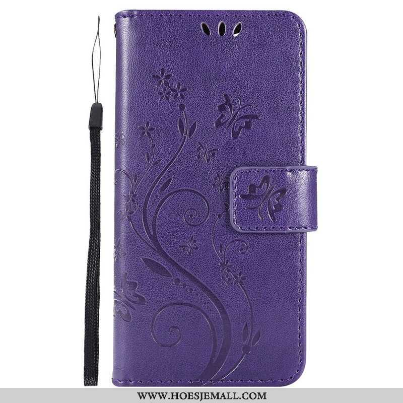 Folio-hoesje voor iPhone 13 Pro Met Ketting Strappy Grafische Bloemen