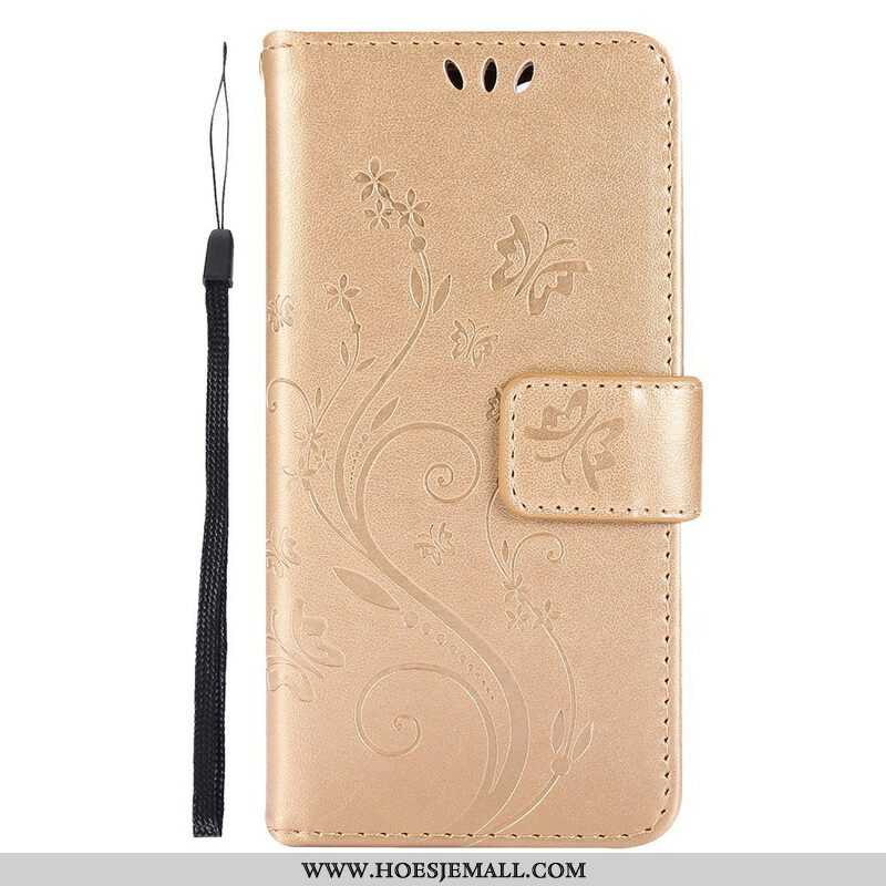 Folio-hoesje voor iPhone 13 Pro Met Ketting Strappy Grafische Bloemen