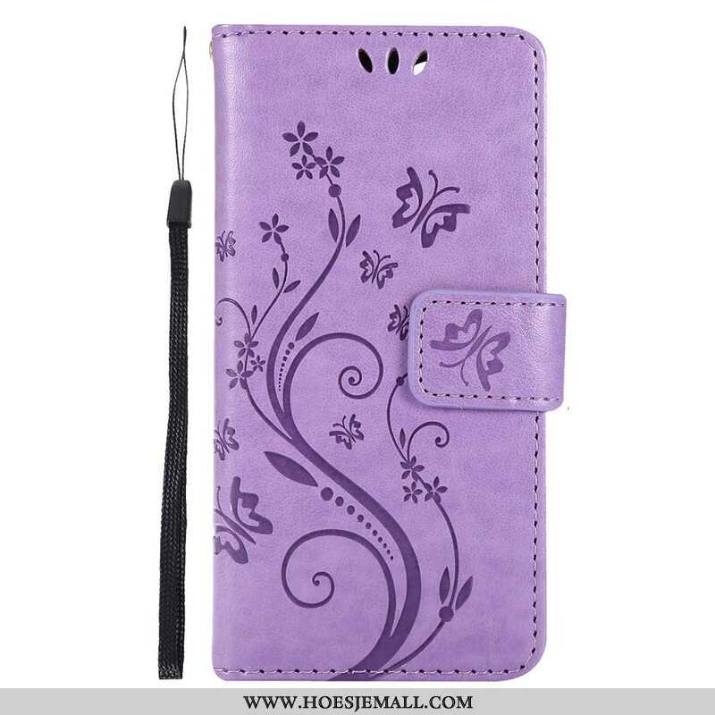 Folio-hoesje voor iPhone 13 Pro Met Ketting Strappy Grafische Bloemen