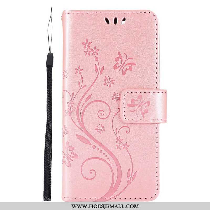 Folio-hoesje voor iPhone 13 Pro Met Ketting Strappy Grafische Bloemen