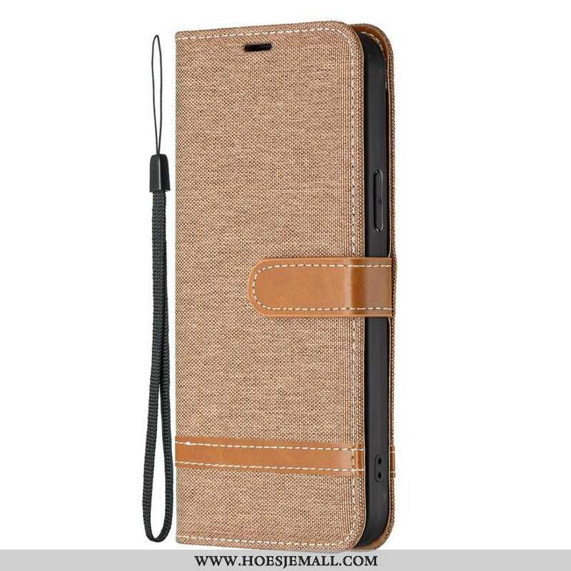 Folio-hoesje voor iPhone 13 Pro Met Ketting Band Van Stof En Leereffect