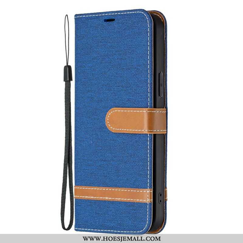 Folio-hoesje voor iPhone 13 Pro Met Ketting Band Van Stof En Leereffect