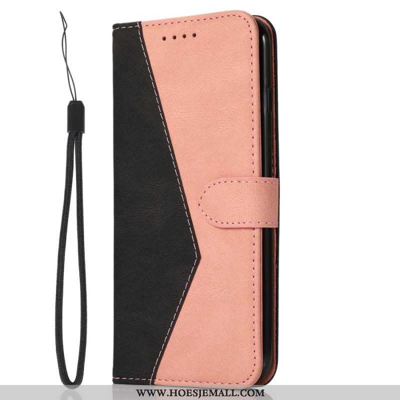 Folio-hoesje voor iPhone 14 Plus Met Ketting Tweekleurige Riem