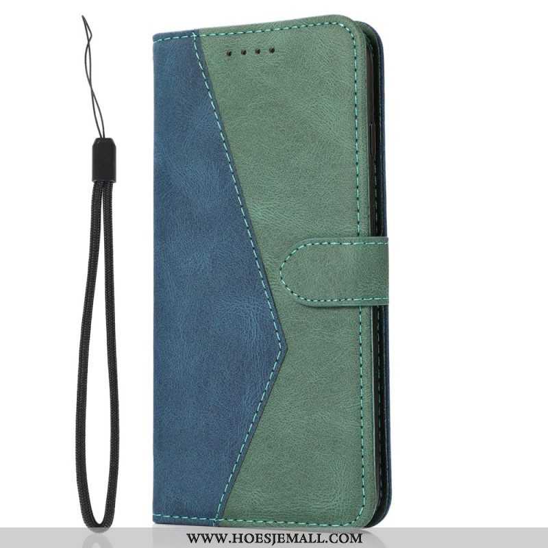 Folio-hoesje voor iPhone 14 Plus Met Ketting Tweekleurige Riem