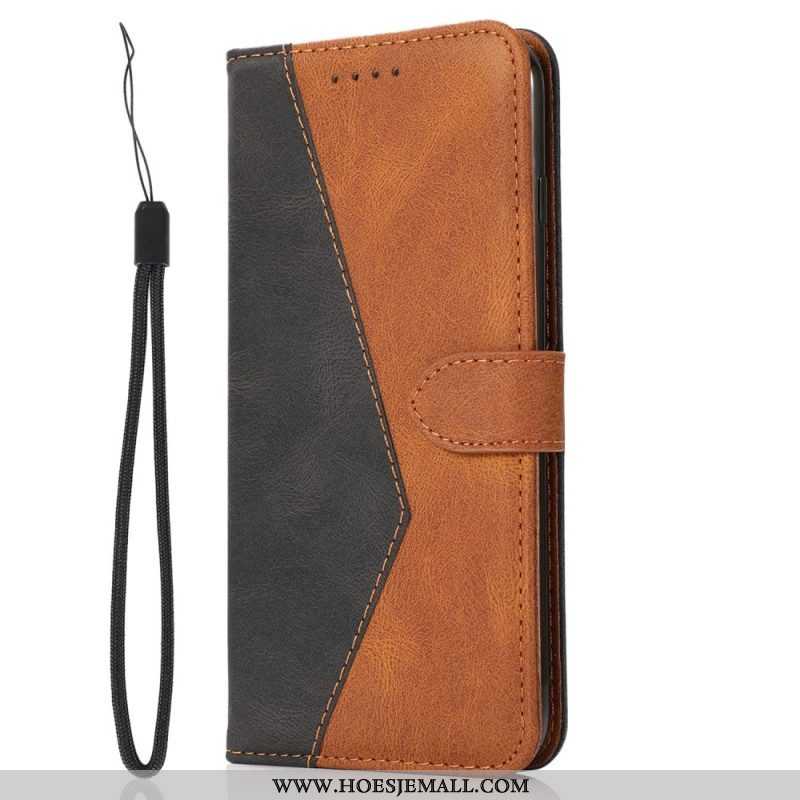 Folio-hoesje voor iPhone 14 Plus Met Ketting Tweekleurige Riem