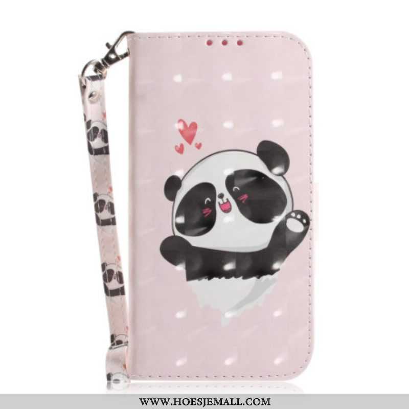 Leren Hoesje voor iPhone 14 Plus Met Ketting Strakke Panda