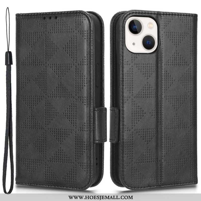 Folio-hoesje voor iPhone 14 Plus Flip Case Dubbel Flap- En Driehoekspatroon