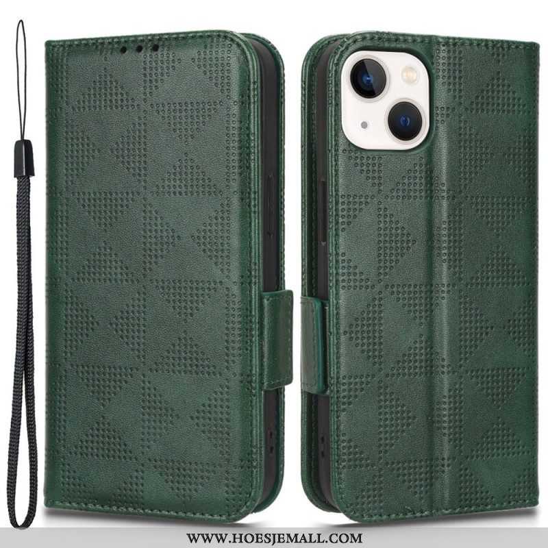 Folio-hoesje voor iPhone 14 Plus Flip Case Dubbel Flap- En Driehoekspatroon