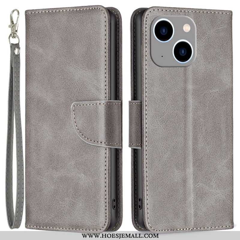 Leren Hoesje voor iPhone 14 Plus Folio-hoesje Gladde Flap Schuin