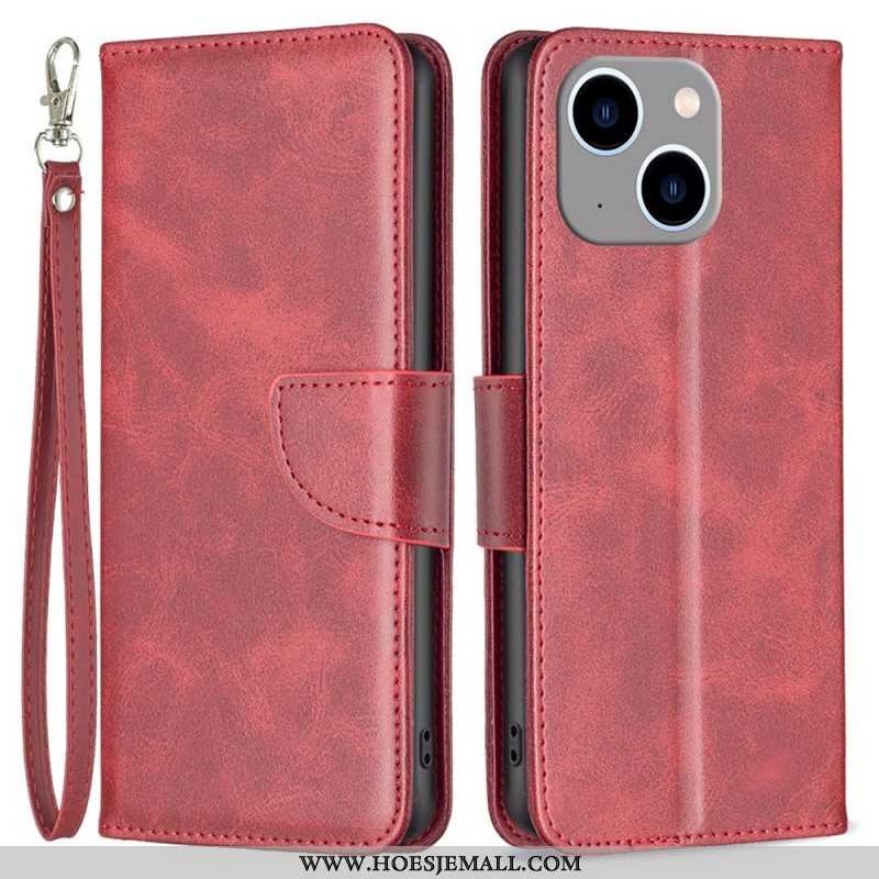 Leren Hoesje voor iPhone 14 Plus Folio-hoesje Gladde Flap Schuin