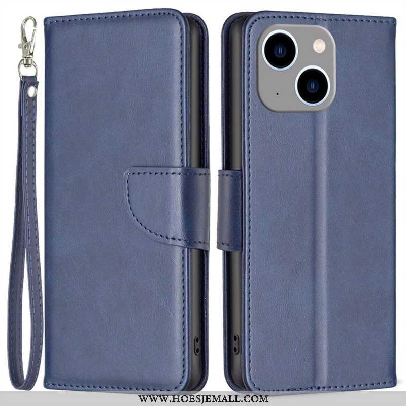 Leren Hoesje voor iPhone 14 Plus Folio-hoesje Gladde Flap Schuin