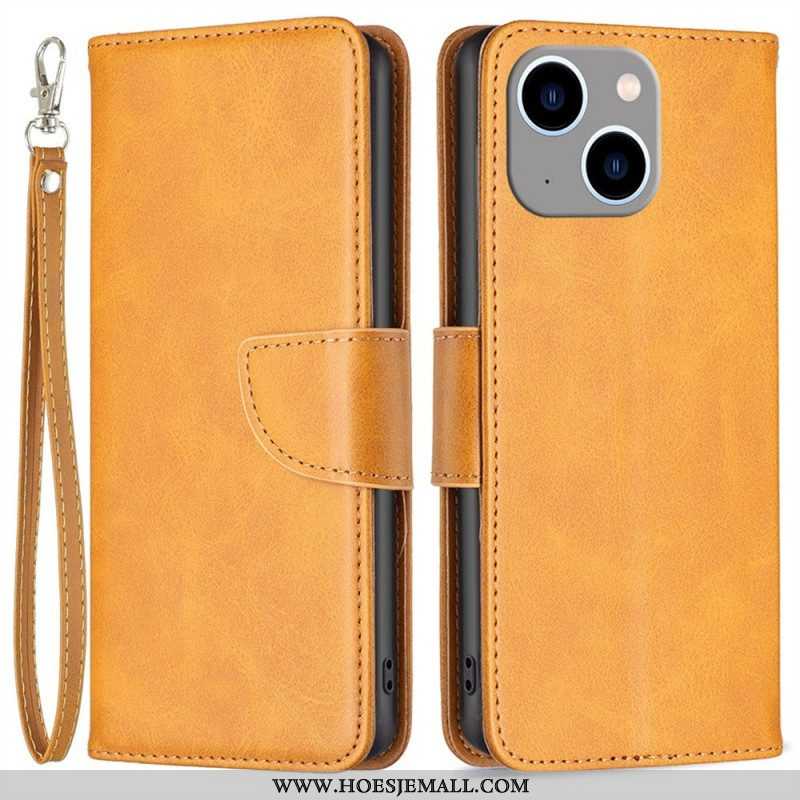 Leren Hoesje voor iPhone 14 Plus Folio-hoesje Gladde Flap Schuin