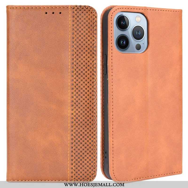 Bescherming Hoesje voor iPhone 14 Plus Folio-hoesje Gestileerd Vintage Leereffect