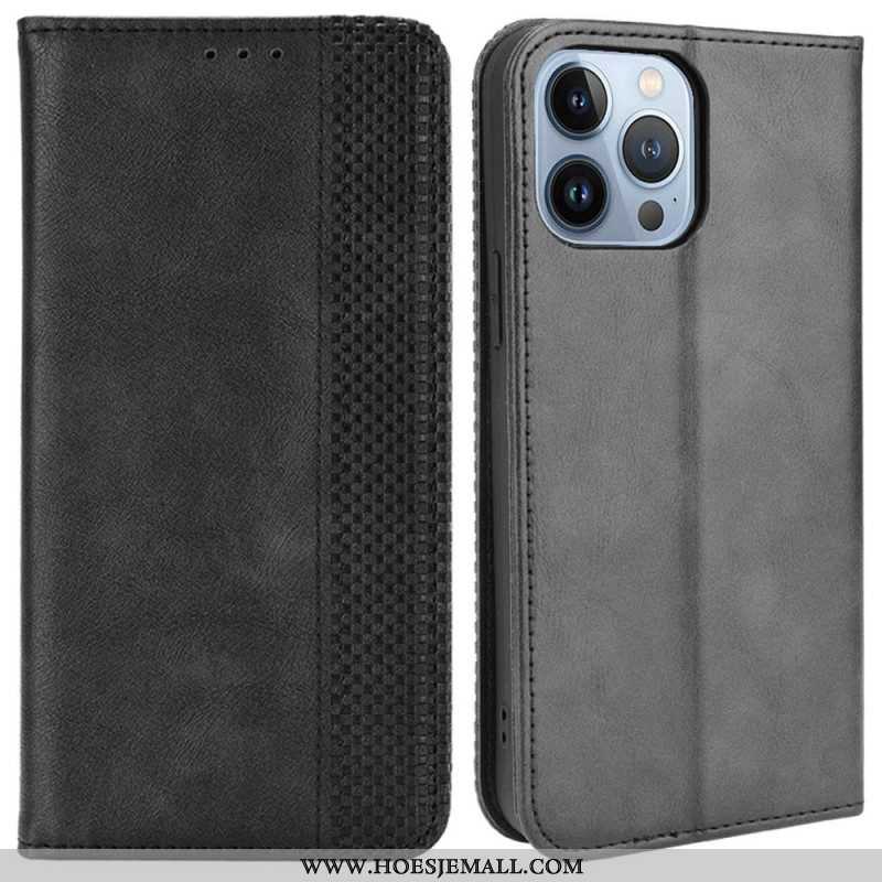 Bescherming Hoesje voor iPhone 14 Plus Folio-hoesje Gestileerd Vintage Leereffect