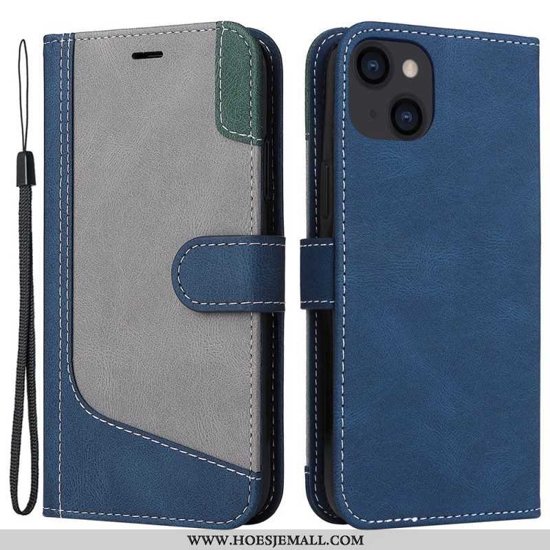 Folio-hoesje voor iPhone 14 Plus Driekleur Met Lanyard