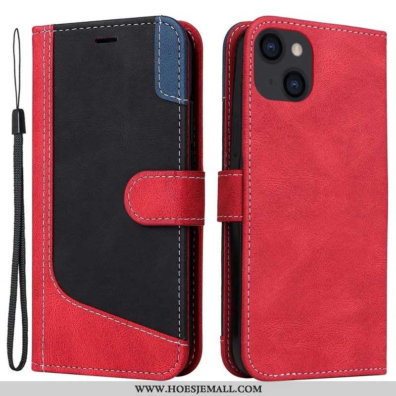 Folio-hoesje voor iPhone 14 Plus Driekleur Met Lanyard