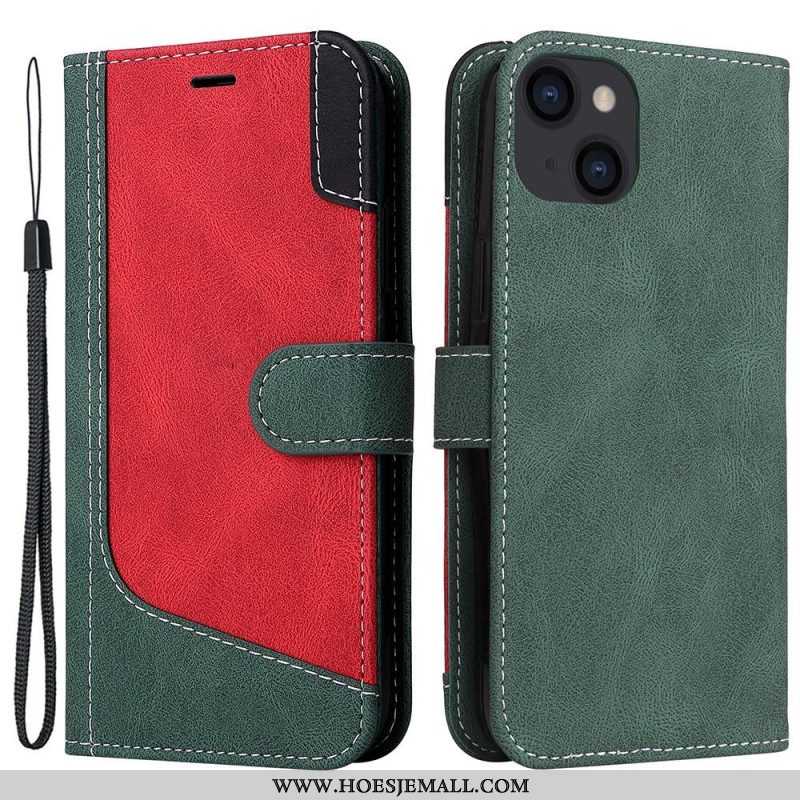 Folio-hoesje voor iPhone 14 Plus Driekleur Met Lanyard