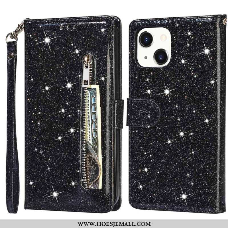 Folio-hoesje voor iPhone 14 Plus Glitter Portemonnee