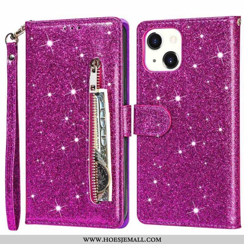 Folio-hoesje voor iPhone 14 Plus Glitter Portemonnee