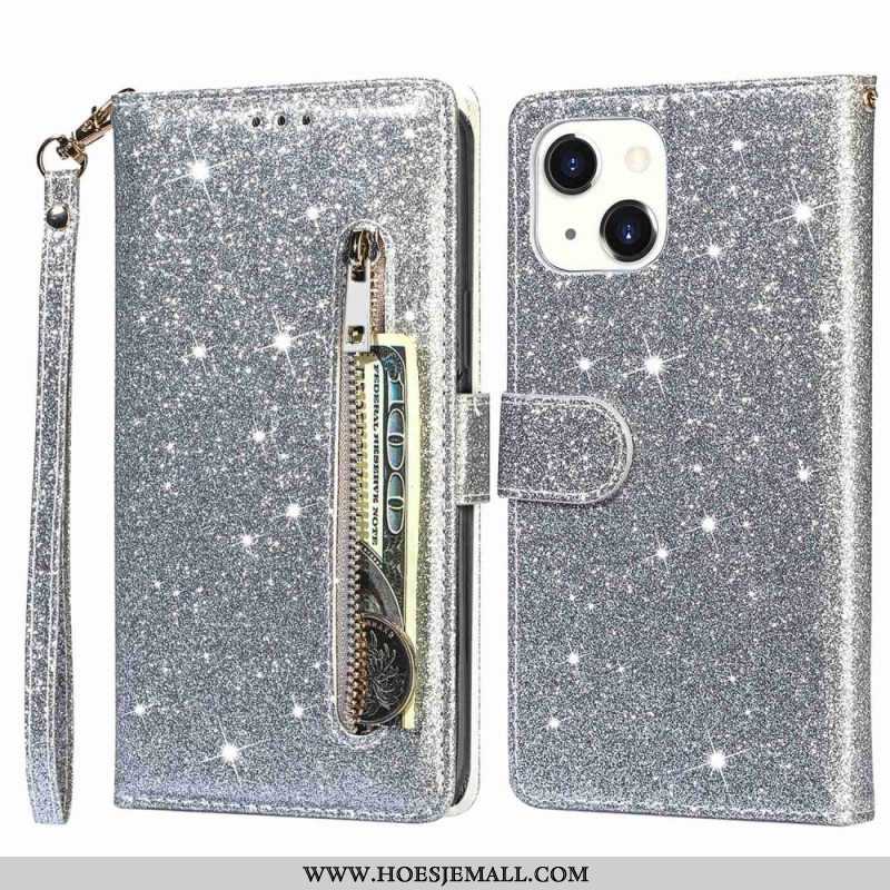 Folio-hoesje voor iPhone 14 Plus Glitter Portemonnee