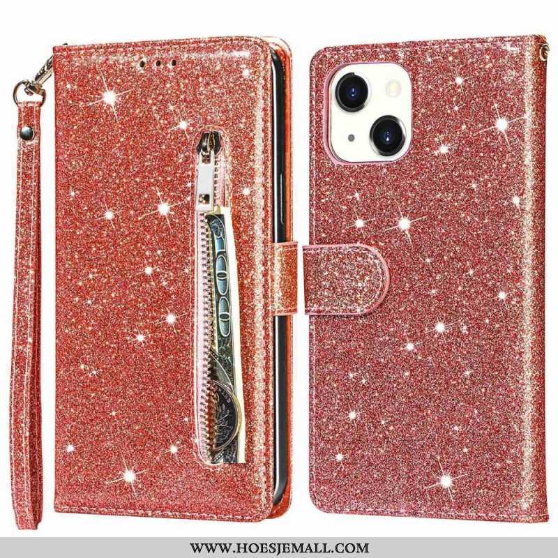 Folio-hoesje voor iPhone 14 Plus Glitter Portemonnee