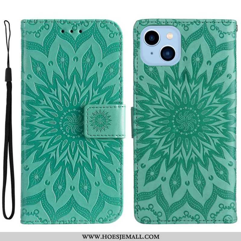 Leren Hoesje voor iPhone 14 Plus Zonnebloem