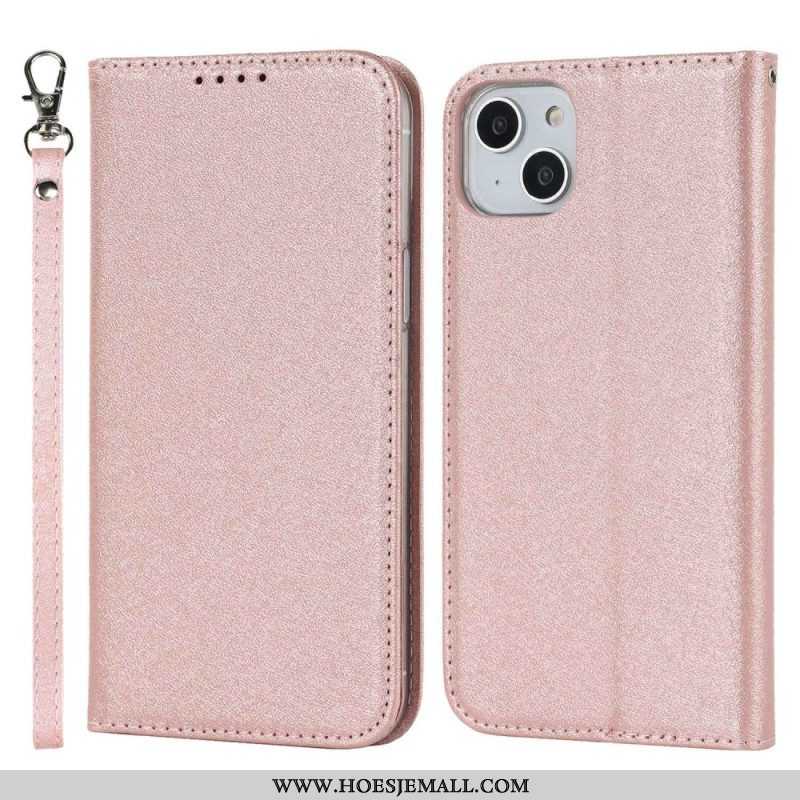 Bescherming Hoesje voor iPhone 14 Plus Folio-hoesje Zachte Lederen Stijl Met Riem