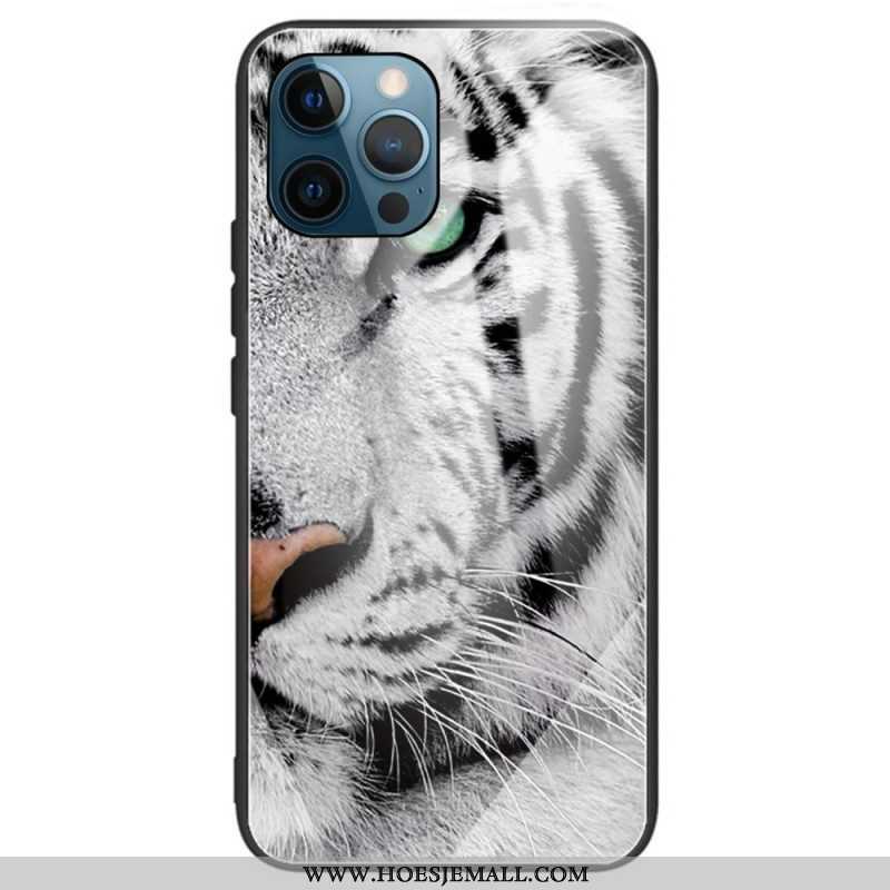 Hoesje voor iPhone 14 Pro Max Tijger Gehard Glas