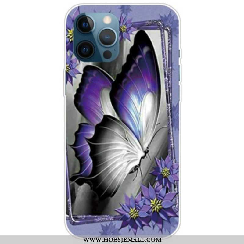 Hoesje voor iPhone 14 Pro Max Paarse Vlinder