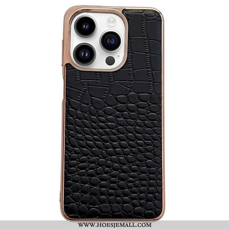 Hoesje voor iPhone 14 Pro Max Krokodil Textuur Leer