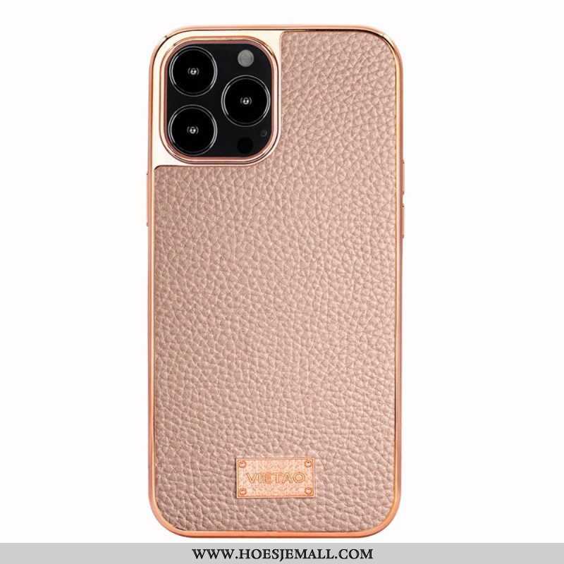 Hoesje voor iPhone 14 Pro Max Kunstleer Lychee Vietao