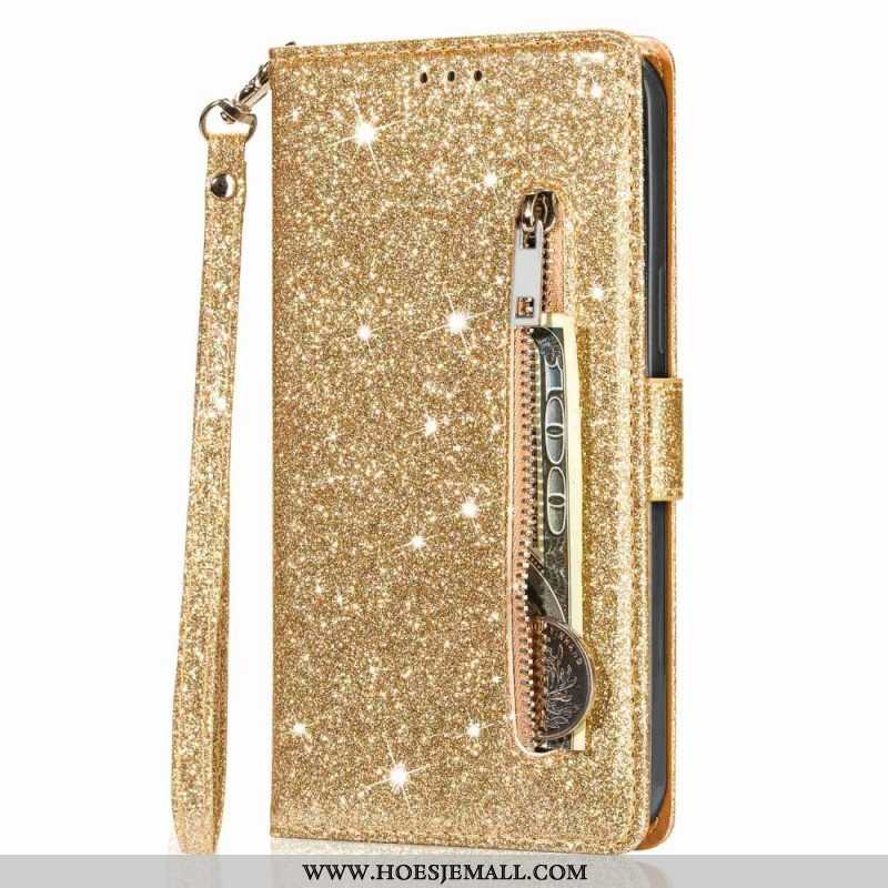 Folio-hoesje voor iPhone 14 Pro Max Portemonnee Leren Glitter Portemonnee