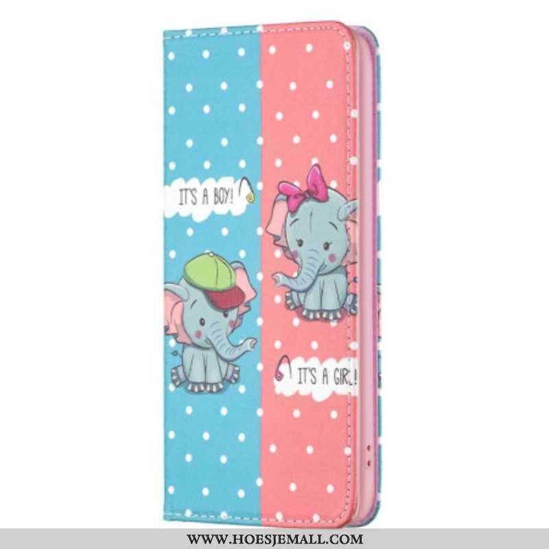 Bescherming Hoesje voor iPhone 14 Pro Max Folio-hoesje Baby Olifanten