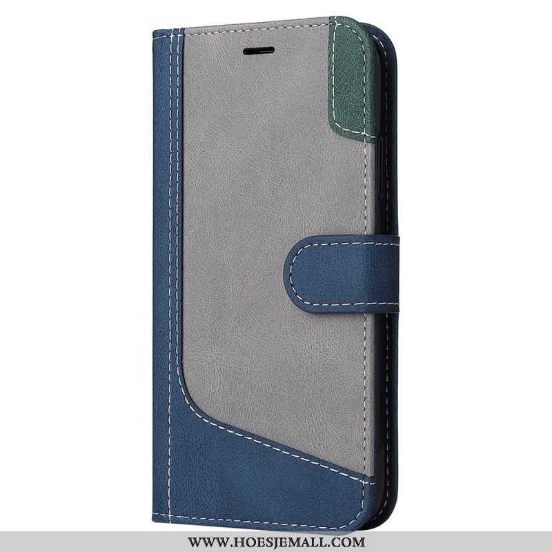 Folio-hoesje voor iPhone 14 Pro Max Met Ketting Driekleurige Riem