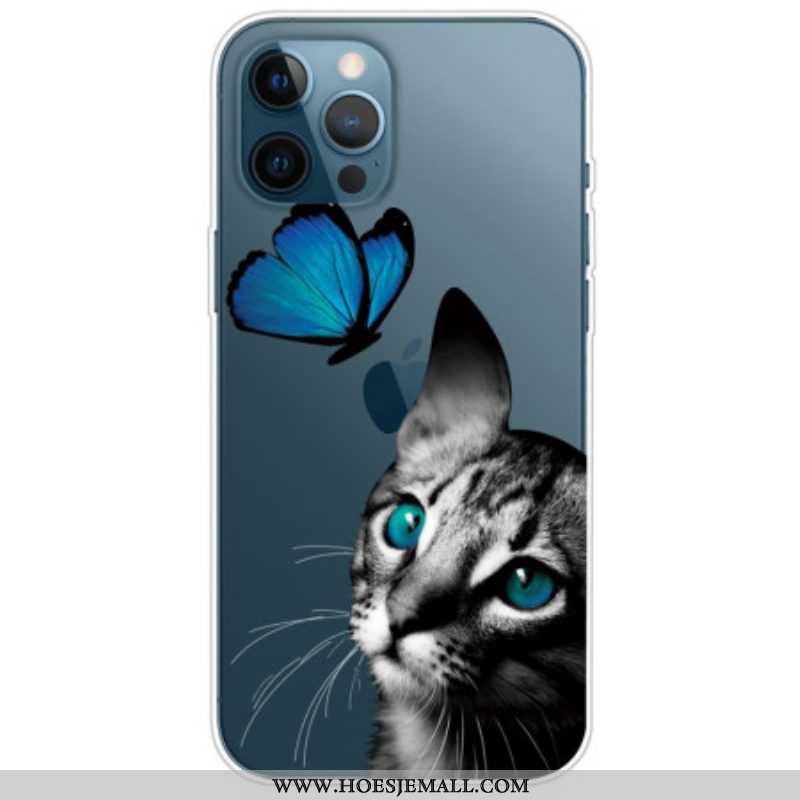 Telefoonhoesje voor iPhone 14 Pro Max Kat En Vlinder