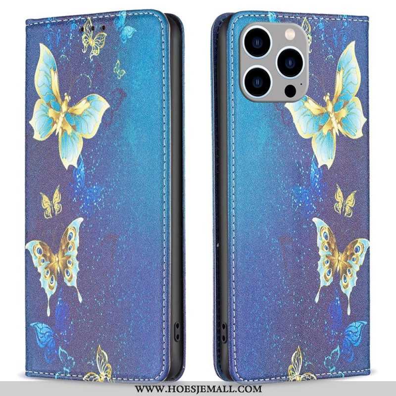 Bescherming Hoesje voor iPhone 14 Pro Max Folio-hoesje Vlinders